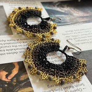 Demeters Golden Grain Beaded Earrings NEW